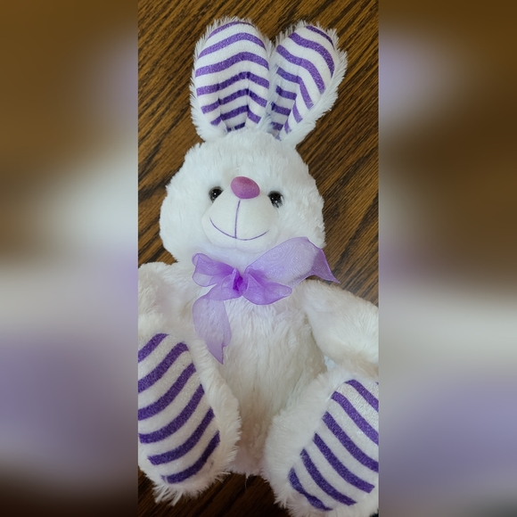 14" Plush Purple Striped Bunny - Picture 6 of 6